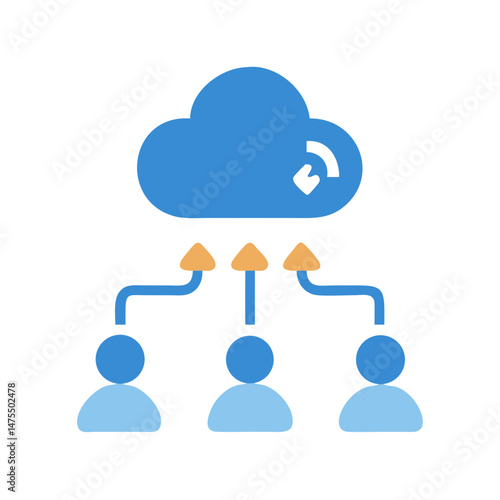 Cloud computing icon with people, network sharing, services