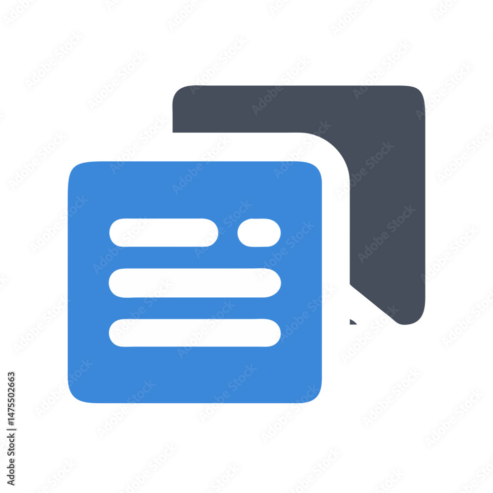Data document icon, blue paper with shadow layer Data document icon, blue paper with shadow layer