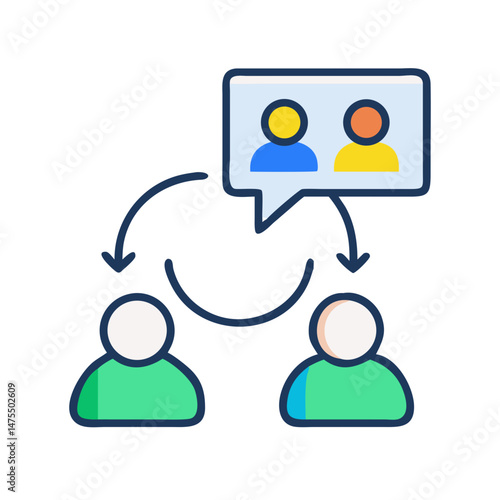 Feedback loop communication: Conversation between people, icon illustration