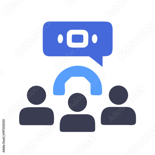 Virtual meeting flat icon for web design