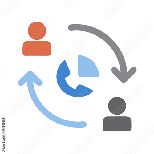 Team communication, collaboration, and workflow process icon illustration