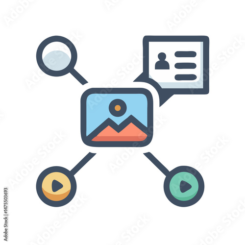 Content Management System Icon with Image and Data