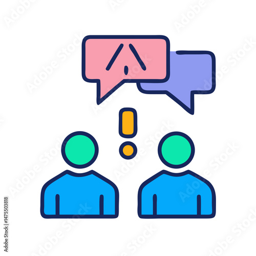 Communication Crisis: People Icons with Different Opinions