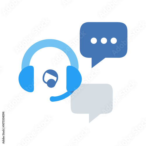 Customer service with headset and chat bubbles on black