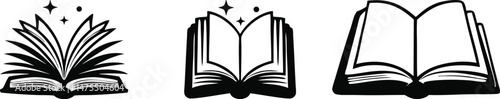 Three enchanting book illustrations perfect for reading themes education literature and fantasy designs Made with Adobe Illustrator
