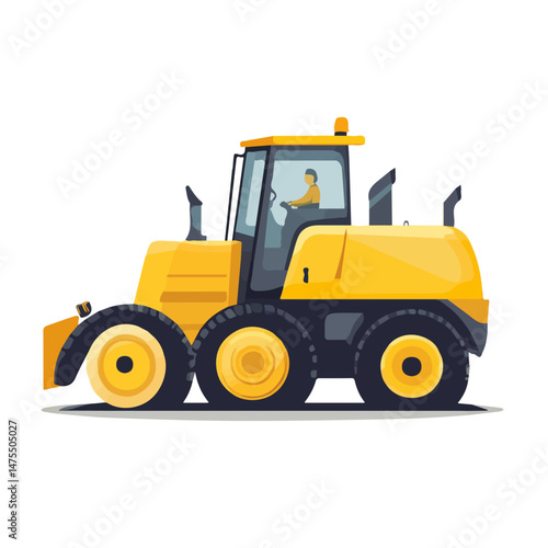 2D flat vector illustration of Road Roller, isolated on a white background.