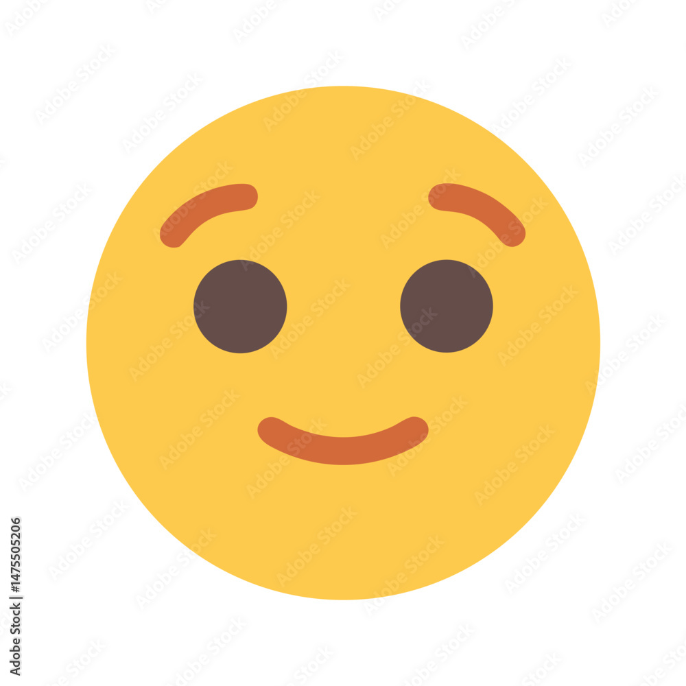 Fototapeta premium Slightly Smiling Face Emoji Illustration on Black Background