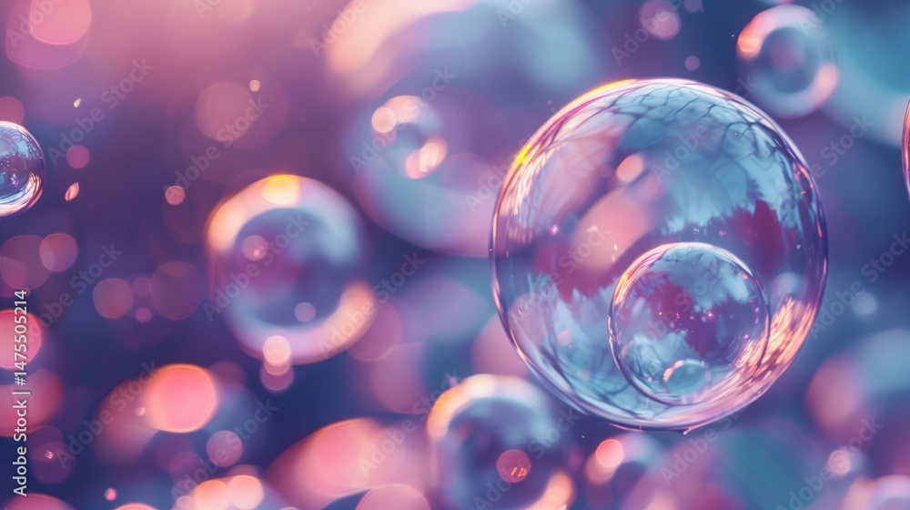 Electric blue soap bubbles float in the air, forming a violet pattern Electric blue soap bubbles float in the air, forming a violet pattern