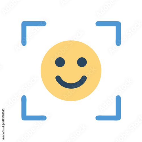 Smiling face detection icon for positive emotion analysis