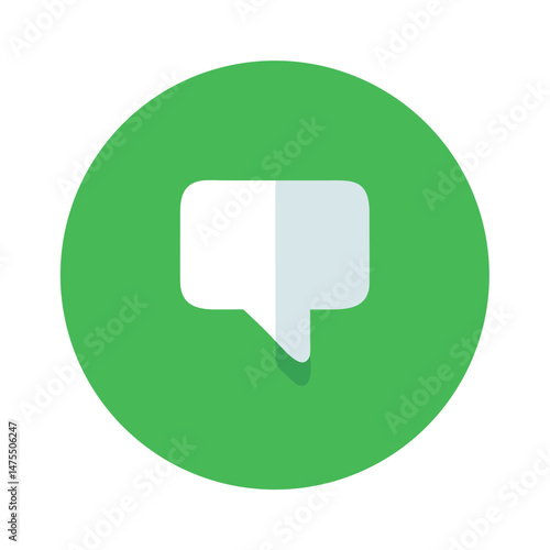 Flat Design Icon of Speech Bubble Thumbs Down