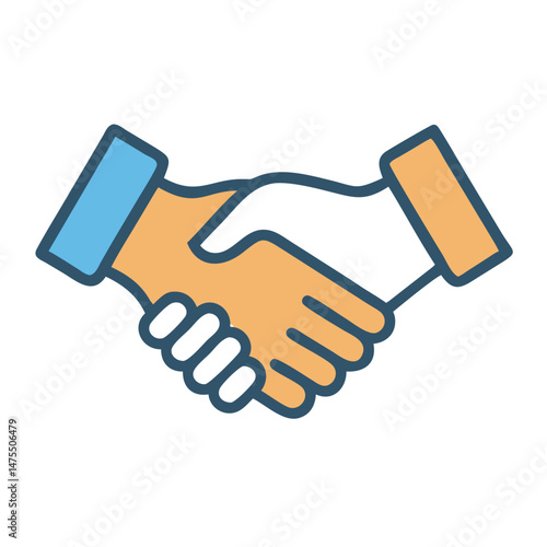 Colorful handshake icon representing business deal or partnership