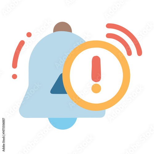 Alert Notification Bell Vector Icon with Attention Symbol