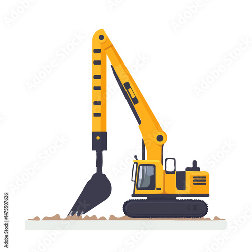 2D flat vector illustration of Pile Driver, isolated on a white background.