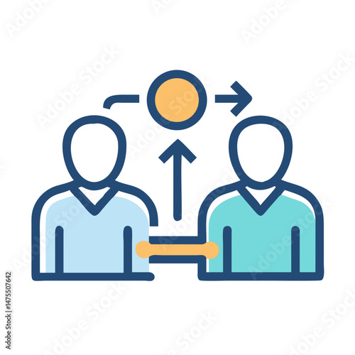Teamwork, collaboration, communication, knowledge sharing, business process icon