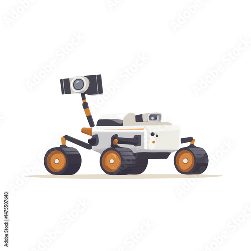 2D flat Mars Rover vector illustration, isolated on a white background.