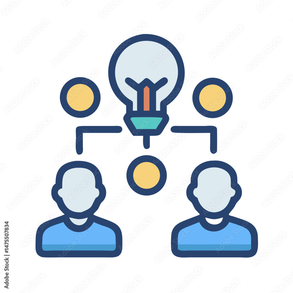 Business Innovation: Lightbulb Idea Shared With Two People Business Innovation: Lightbulb Idea Shared With Two People