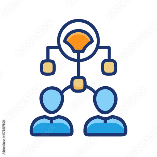 Teamwork diagram showing information sharing and collaboration concept