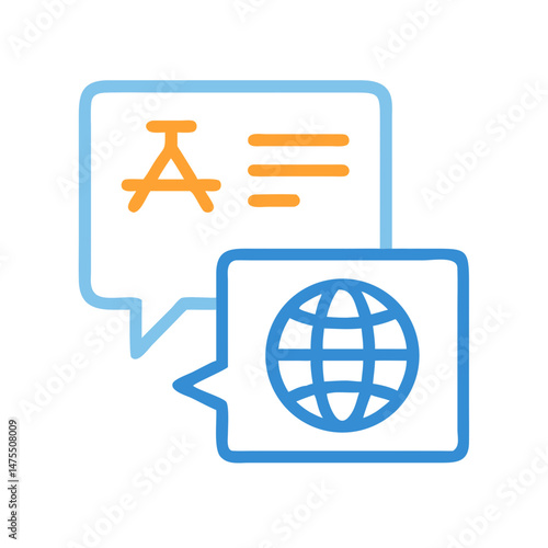 Translation and Globalization Icon with Speech Bubbles