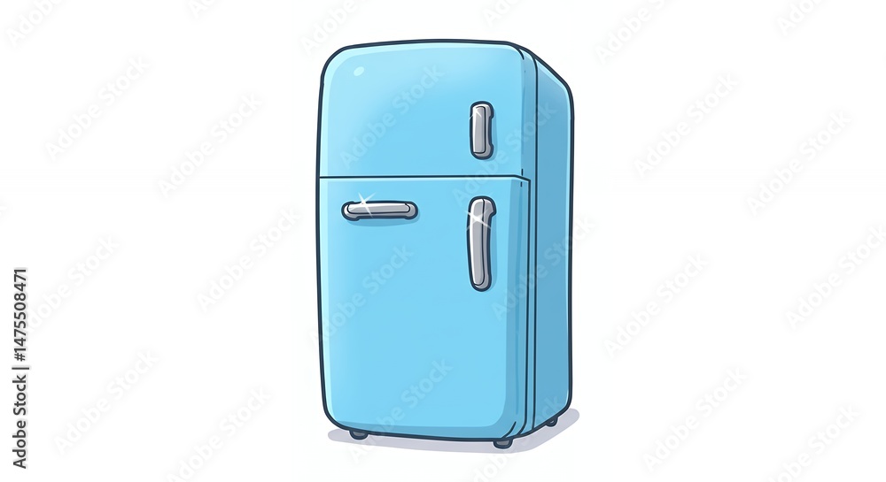 Retro blue refrigerator illustration Retro blue refrigerator illustration
