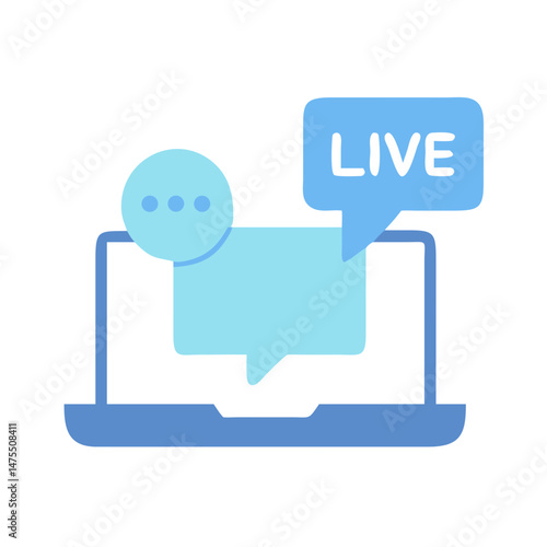Online live stream chat illustration on laptop screen