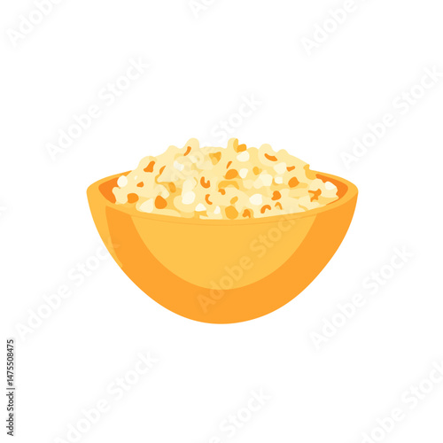 Popcorn Bowl 2D flat vector illustration, isolated on a white background.