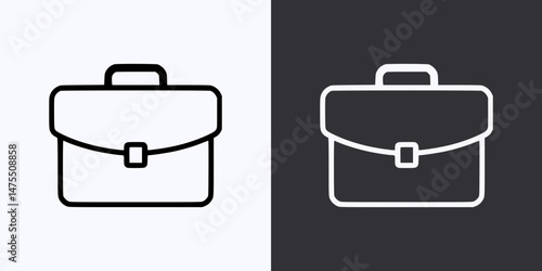 Briefcase Icon – Vector Outline – Black and White Preview