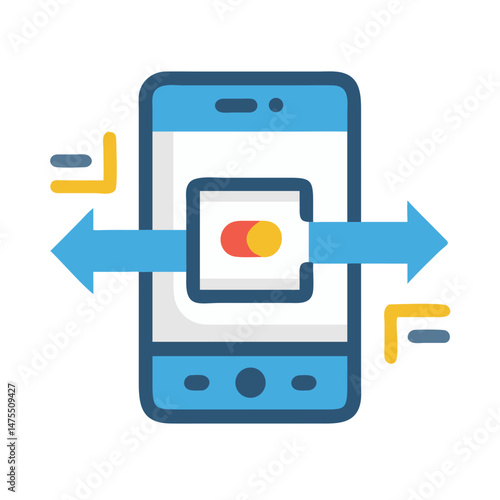 Mobile phone data transfer or syncing process concept