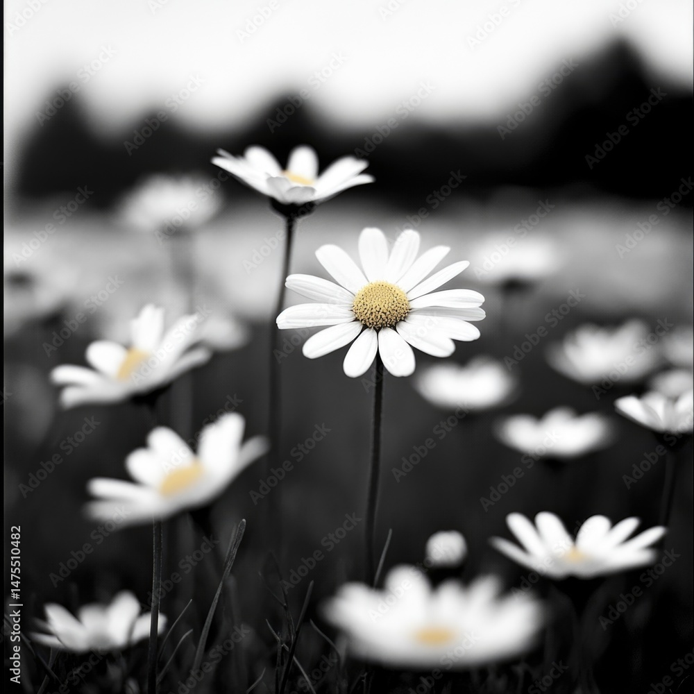 Obraz premium Daisy Bouquet in Black and White