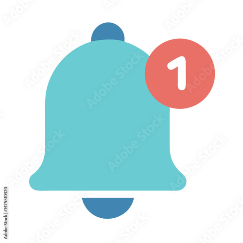 Notification Bell with Number 1 Symbol Icon Design