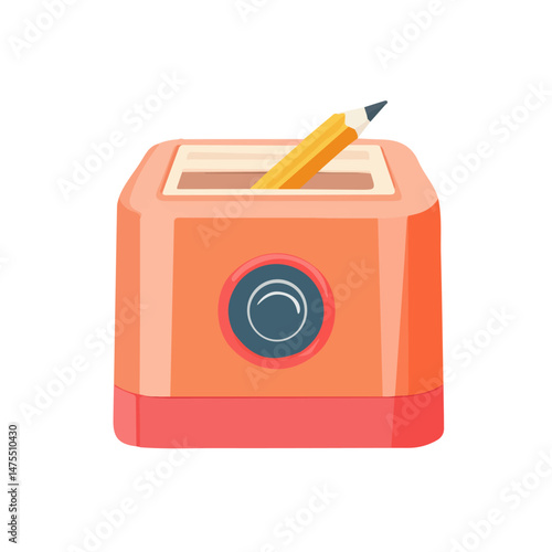 2D flat vector illustration of Pencil Sharpener, isolated on a white background.