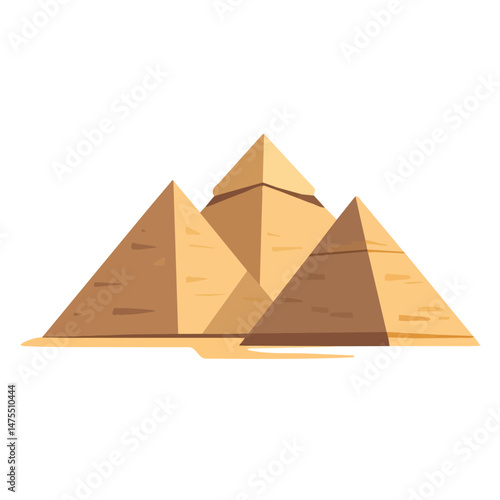 Pyramids Of Giza 2D flat vector illustration, isolated on a white background.