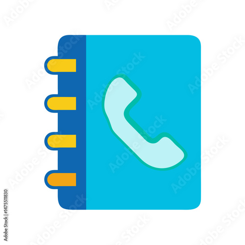 Blue Phonebook Icon with Telephone Receiver, Contacts Directory
