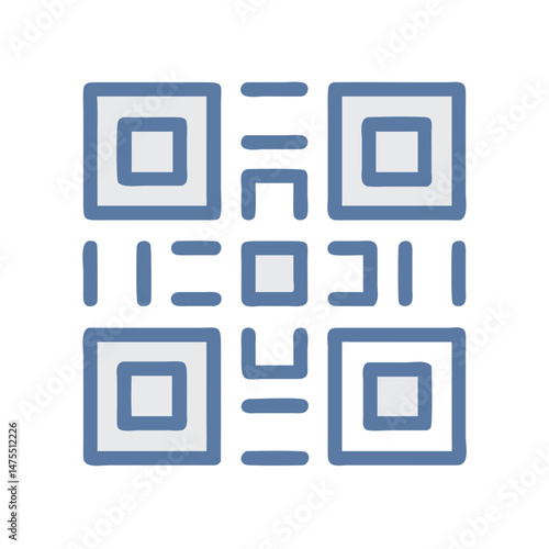 Stylized Blue and White QR Code on Black Background