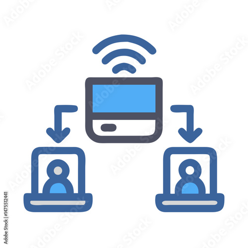 Wireless router with two clients communicating information