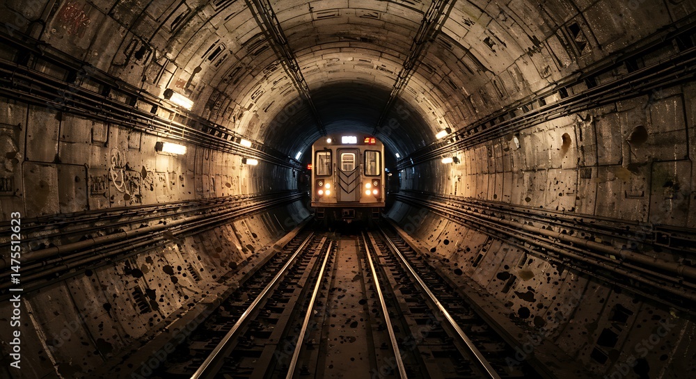 Obraz premium train running inside a tunnel 