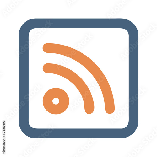 RSS Feed Icon in Rounded Square, Stylish Graphic