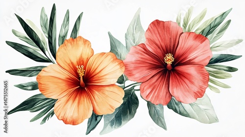 Wallpaper Mural Vibrant Watercolor Summer Floral Illustration Set Torontodigital.ca