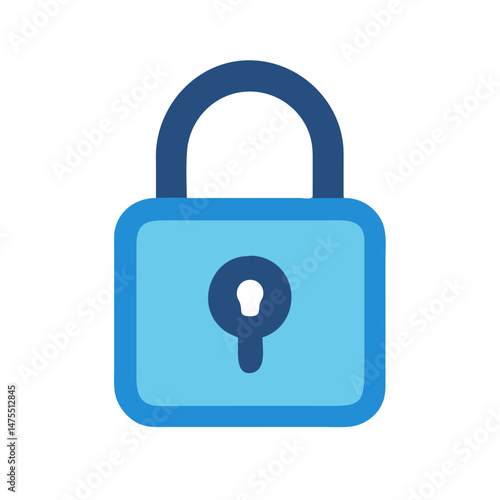 Blue padlock icon, security and protection concept, graphic design
