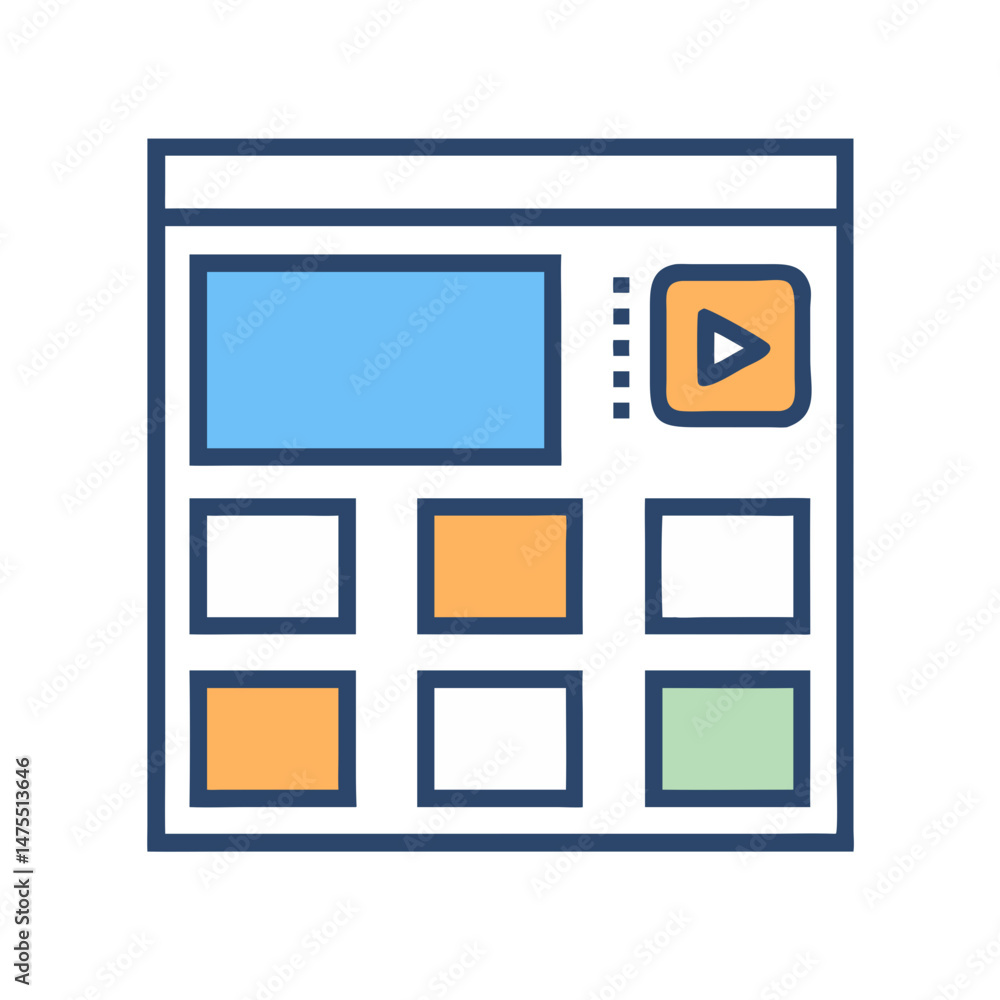 Digital media platform content grid, video, and thumbnails Digital media platform content grid, video, and thumbnails