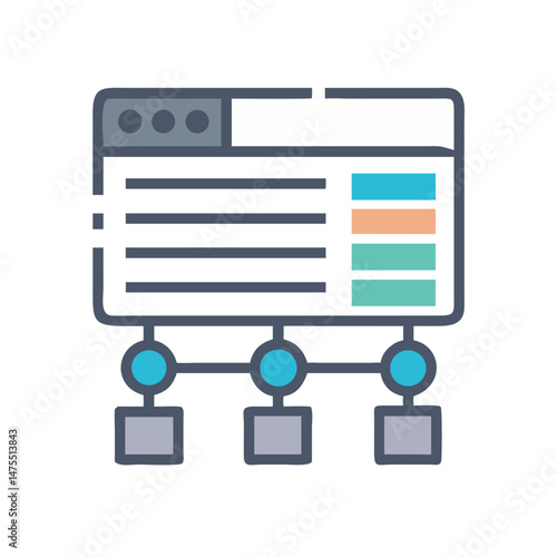 Website structure icon illustrating data architecture and connectivity