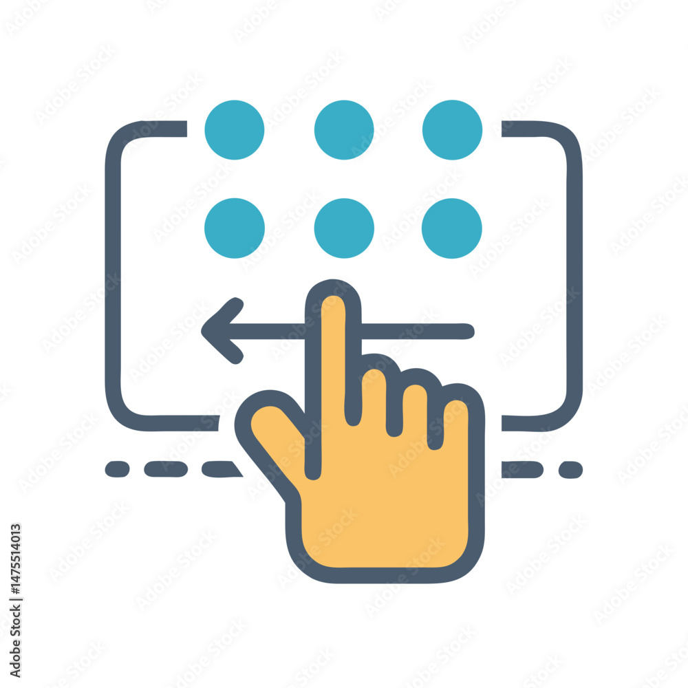 Braille keyboard touch input vector illustration with hand Braille keyboard touch input vector illustration with hand