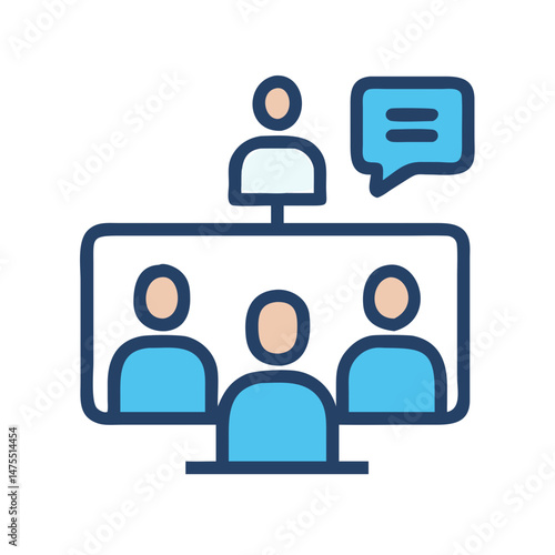 Online meeting and virtual collaboration icon with presenter