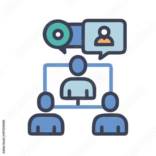 Virtual meeting, online communication, video conference illustration
