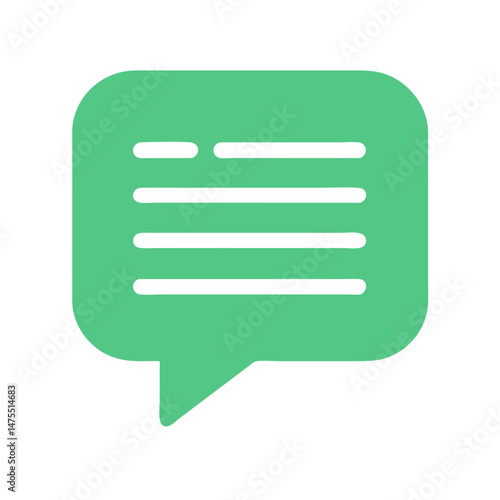 Green Chat Bubble Icon with Text Lines Graphic