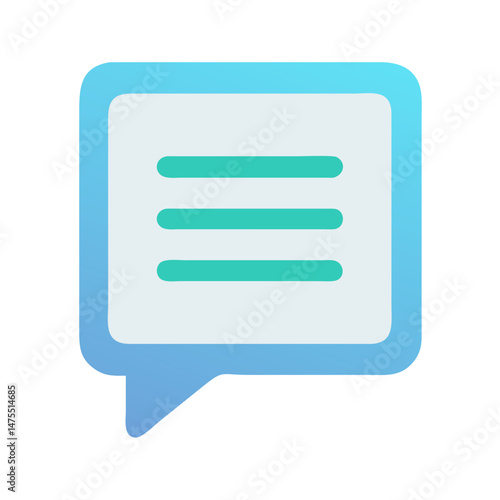 Light Blue Message Bubble Icon with Text Lines