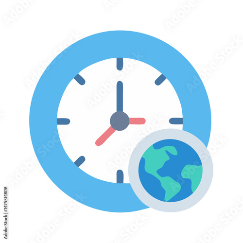 Global Time Zones: Clock with Earth for Timekeeping