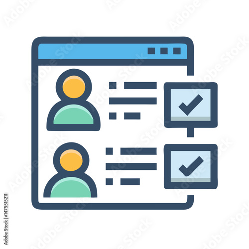 Candidate Selection Icon, Hiring process, Job recruiting interface