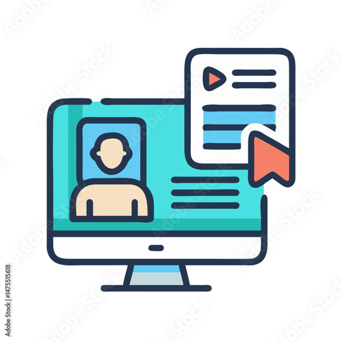 Online profile creation and document management icon illustration