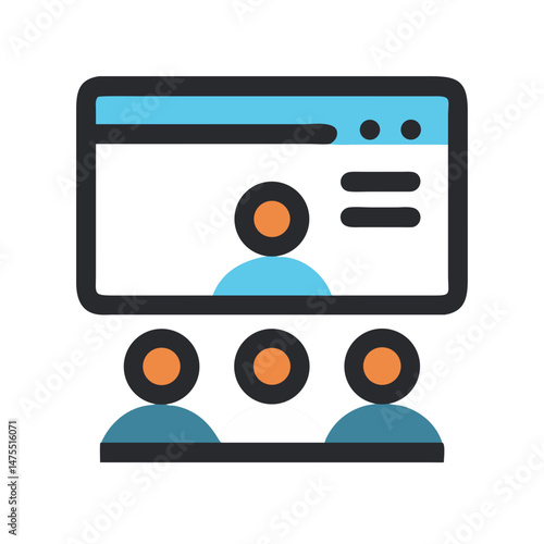 Webinar or online meeting with audience illustration icon