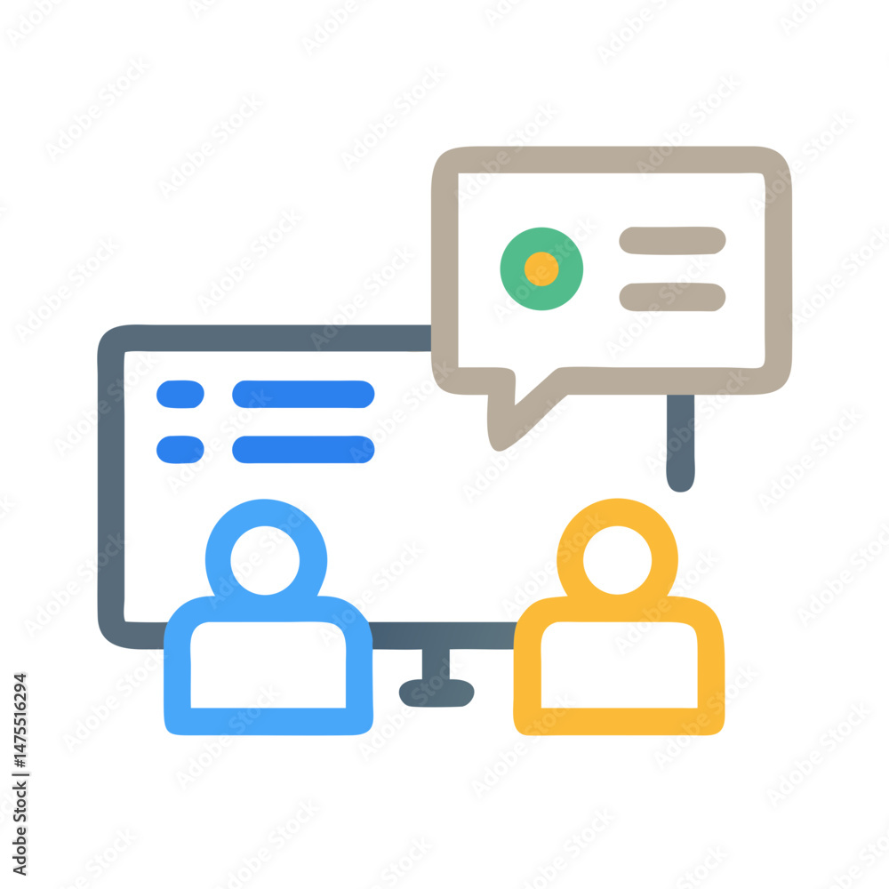 Online meeting, video conference, webinar flat vector icon Online meeting, video conference, webinar flat vector icon
